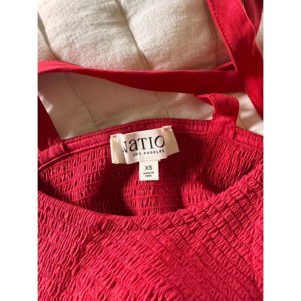 Nation LTD Los Angeles Penelope Smocked Midi Heartbeat Red - Picture 9 of 12